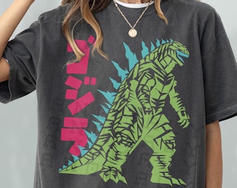 Camiseta retro de película japonesa de monstruos: camiseta vintage de dinosaurios de anime