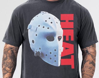 90s Action Movie T-Shirt: Heat Hockey Mask Graphic Tee from 1995