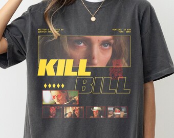 Maglietta del film Kill Bill, T-shirt grafica unisex retrò del film d'azione giapponese, Camicia streetwear del film di Quentin Tarantino, Maglietta oversize sbiadita