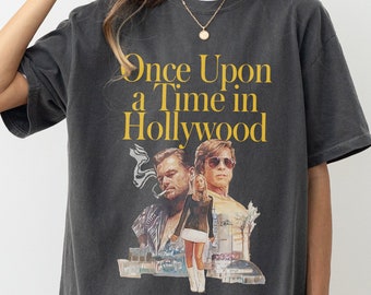 Once Upon a Time in Hollywood T-Shirt, Quentin Tarantino Movie Graphic Tee Shirt, Retro Brad Pitt Leonardo Di Caprio Memorabilia