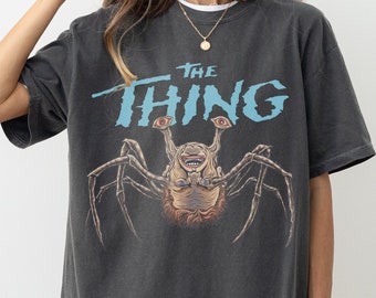 Retro The Thing Horror Movie T-Shirt, Vintage Garment-Dyed Movie Memorabilia, John Carpenter's The Thing Monster Graphic Shirt