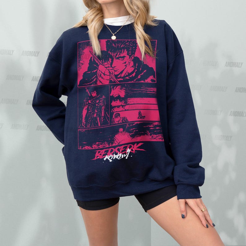 Retro Anime Sweatshirt, Grunge 90s Japanese Manga Crewneck, Go Berserk