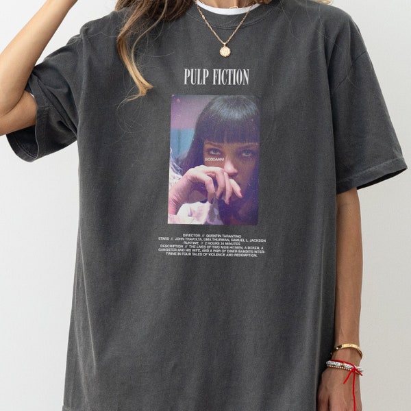 Pulp Fiction Shirt, Unisex Retro Quentin Tarantino Pulp Fiction Movie Graphic T-Shirt, Best Movies All Time Memorabilia Gift, D03