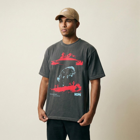 UFO Halftone Graphic Tee: Say Nope to Other Horror Movie Alien Apparel