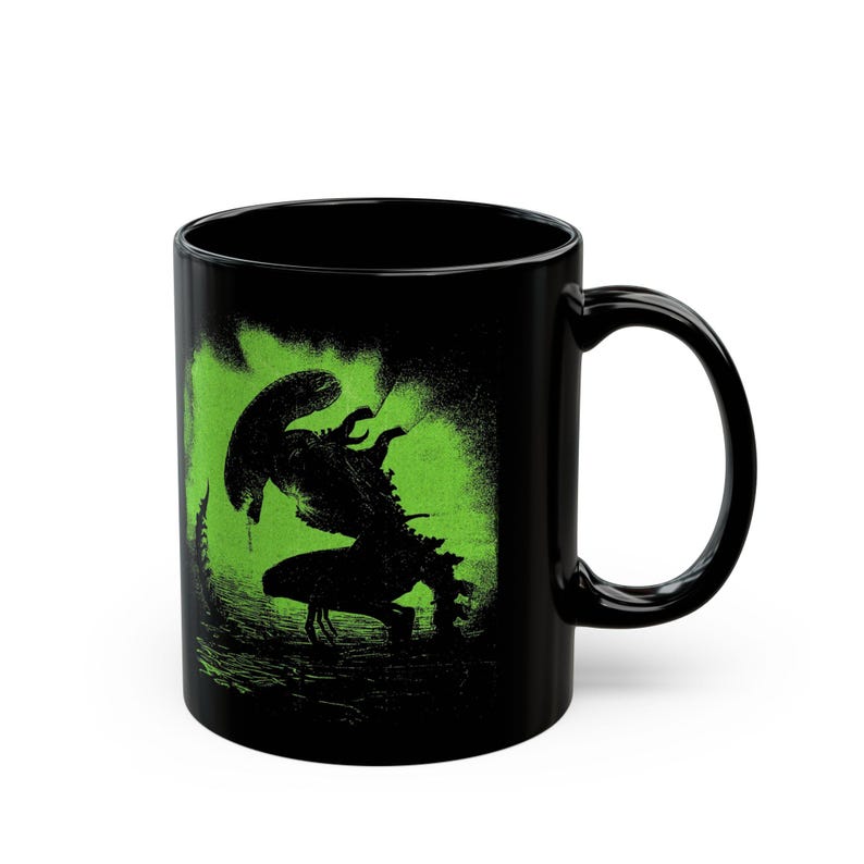 Alien Coffee Mug, Retro Black & Green Xenomorph Movie Collectible Cup image 6