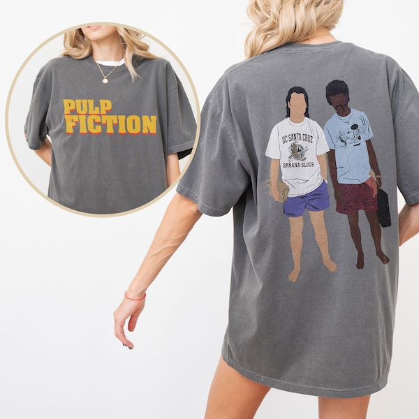 Pulp Fiction Graphic T-Shirt, Vincent Vega Jules Winfield Illustration, Oversized Front & Back Design, Quentin Tarantino Movie Merch