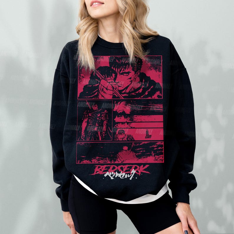 Retro Anime Sweatshirt, Grunge 90s Japanese Manga Crewneck, Go Berserk