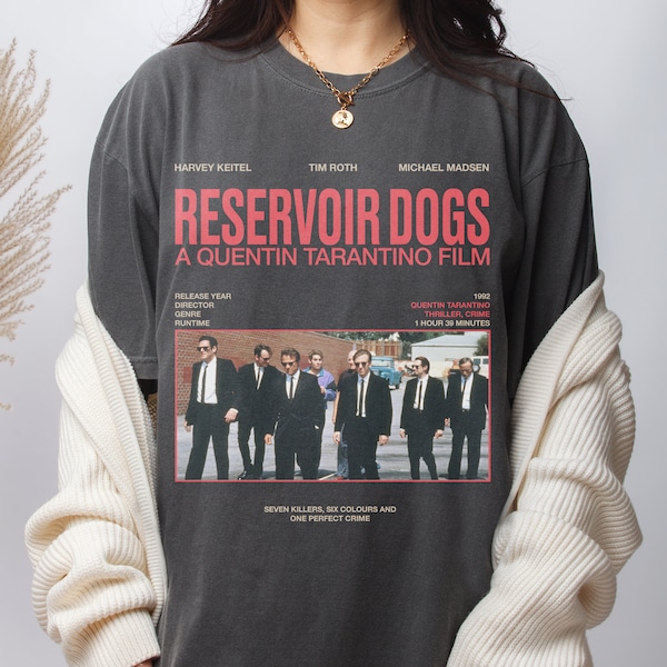 Camiseta Reservoir Dogs, camiseta gráfica de película retro unisex de Quentin Tarantino de los años 90, regalo para papá o novio amante del cine