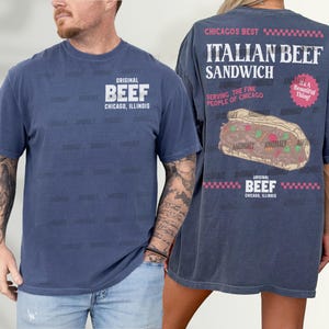 Original Beef T-Shirt, Front Back Jeremy Allen White Italian Beef Sandwich T-Shirt, Retro TV Show Restaurant Chicagoland Graphic Tee Merch