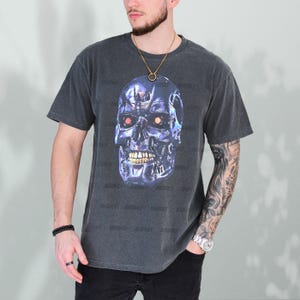 Retro Sci-Fi Movie Shirt, Vintage 80s Action Sci-Fi Robot Film Memorabilia Graphic Tee Shirt, Arnold Schwarzenegger Cyberdyne, Gift for Dad