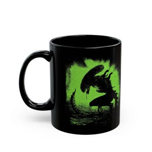Alien Coffee Mug, Retro Black & Green Xenomorph Movie Collectible Cup image 7
