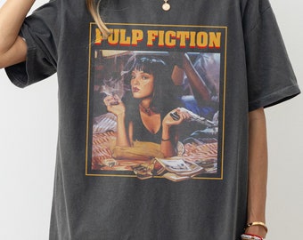 Pulp Fiction T-Shirt, Unisex Vintage Quentin Tarantino Pulp Fiction Poster Graphic Tee Shirt, Best Movies All Time Action Filmf Memorabilia