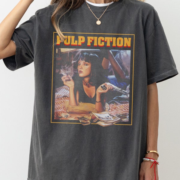 Pulp Fiction T-Shirt, Unisex Vintage Quentin Tarantino Pulp Fiction Poster Graphic Tee Shirt, Best Movies All Time Action Filmf Memorabilia