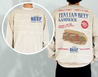 Moletom original Beef Restaurant, gola redonda inspirada em programa de TV com logotipo da Berf da Marinha de Chicago, moletom com estampa de sanduíche de urso nas costas retrô da Chicagoland