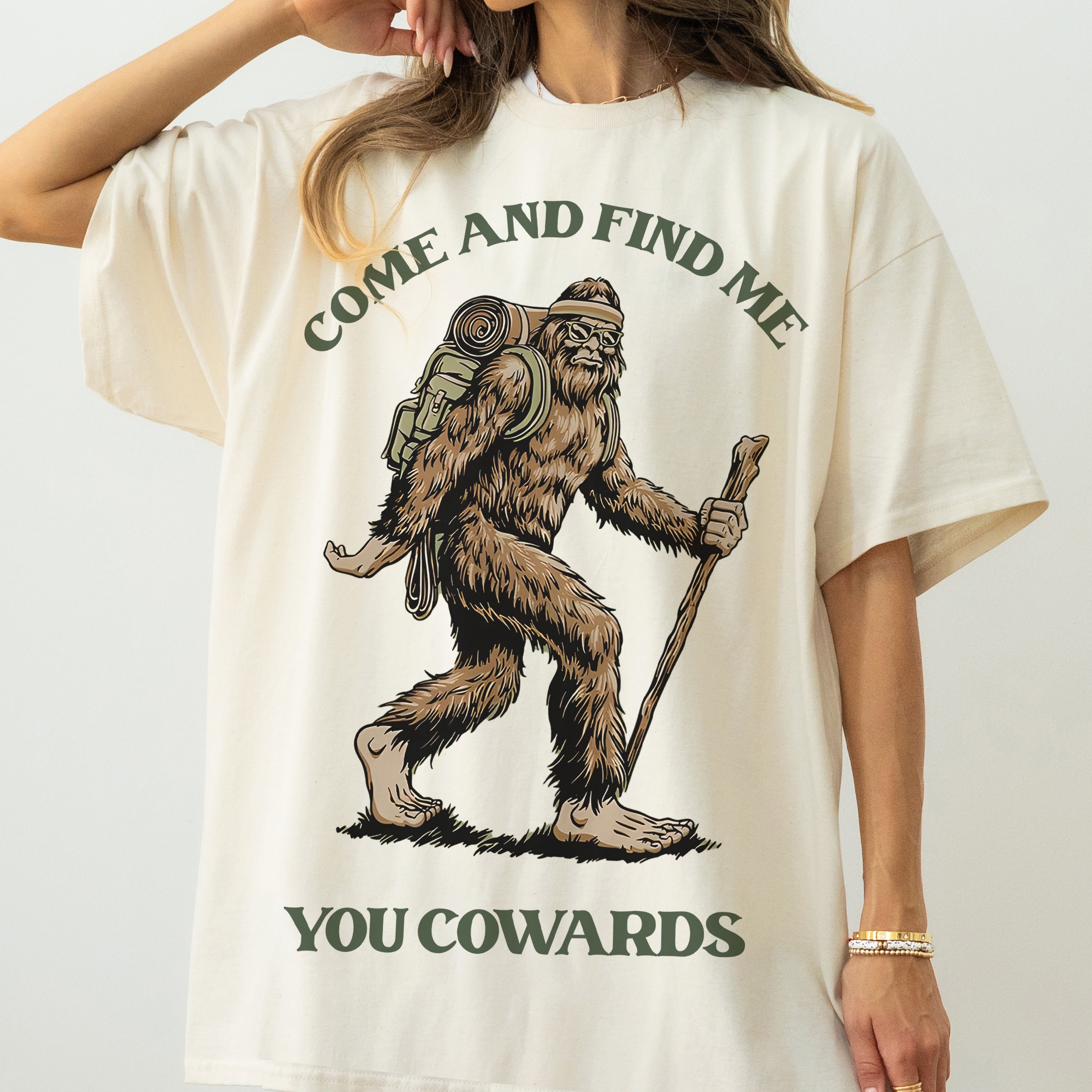 Funny Big Foot T-shirt, Unisex Bigfoot Sasquatch Oversized Graphic 