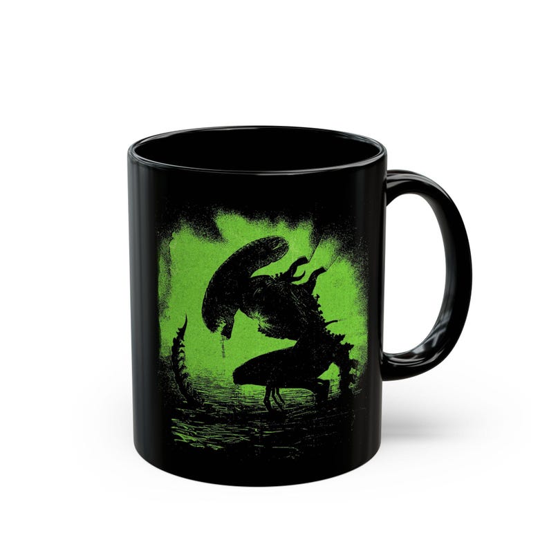 Alien Movie coffee mug, black ceramic xenomorph 1979 collectible cup