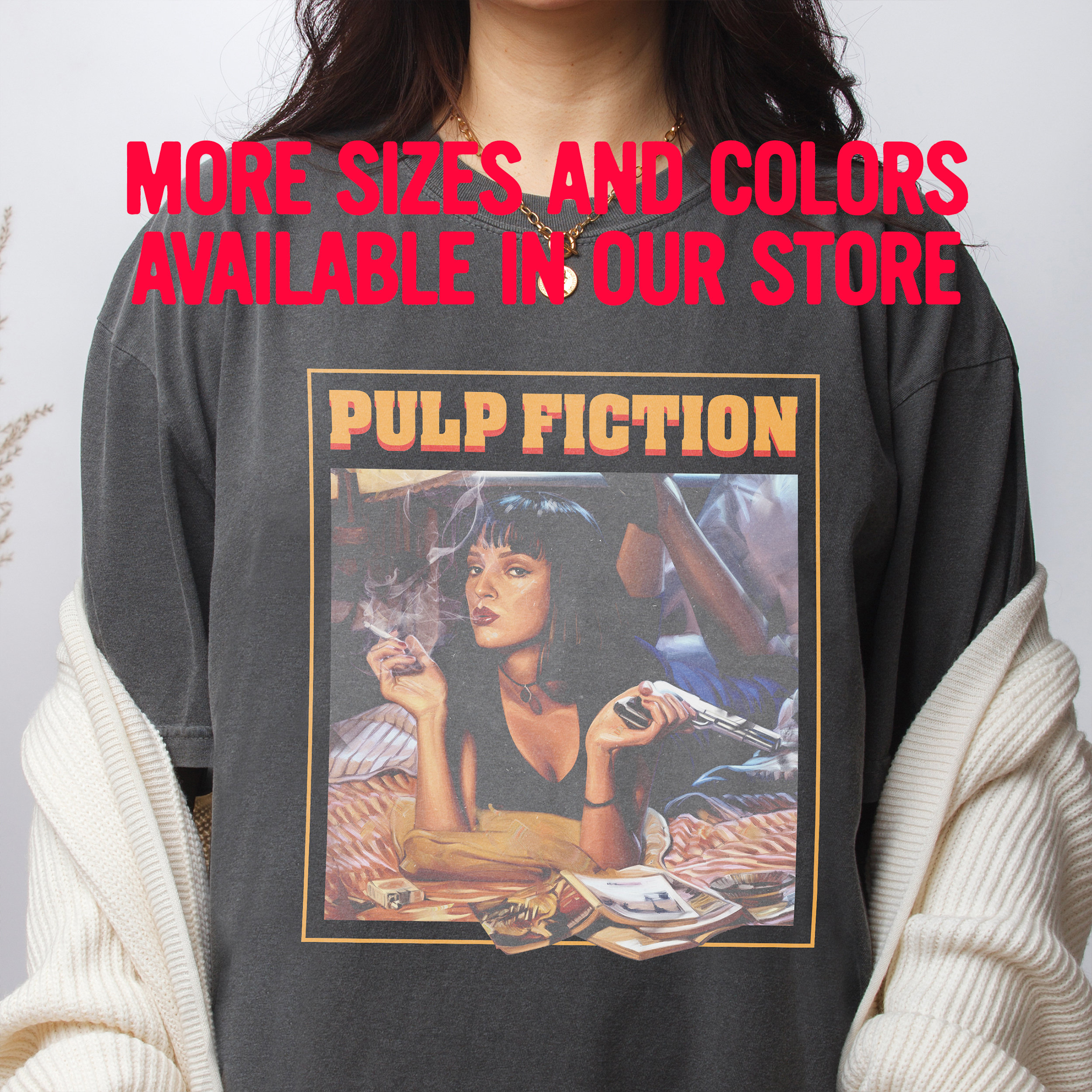 Camiseta retro de película de Tarantino, camiseta gráfica vintage de Jack  Rabbit Slims Pulp - Etsy México, image size:2500x2500