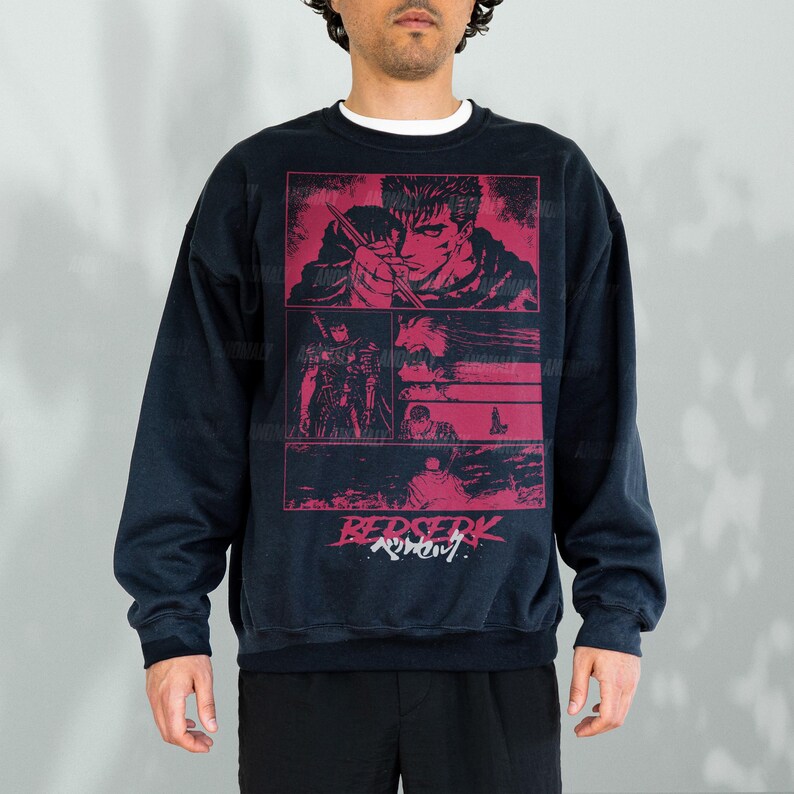 Retro Anime Sweatshirt, Grunge 90s Japanese Manga Crewneck, Go Berserk