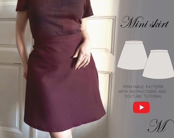 A-Line Mini Skirt Sewing Pattern | Beginner Friendly PDF (Sizes XXS-3XL)