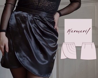 Draped Wrap Skirt Sewing Pattern | Asymmetrical Mini (PDF Digital)