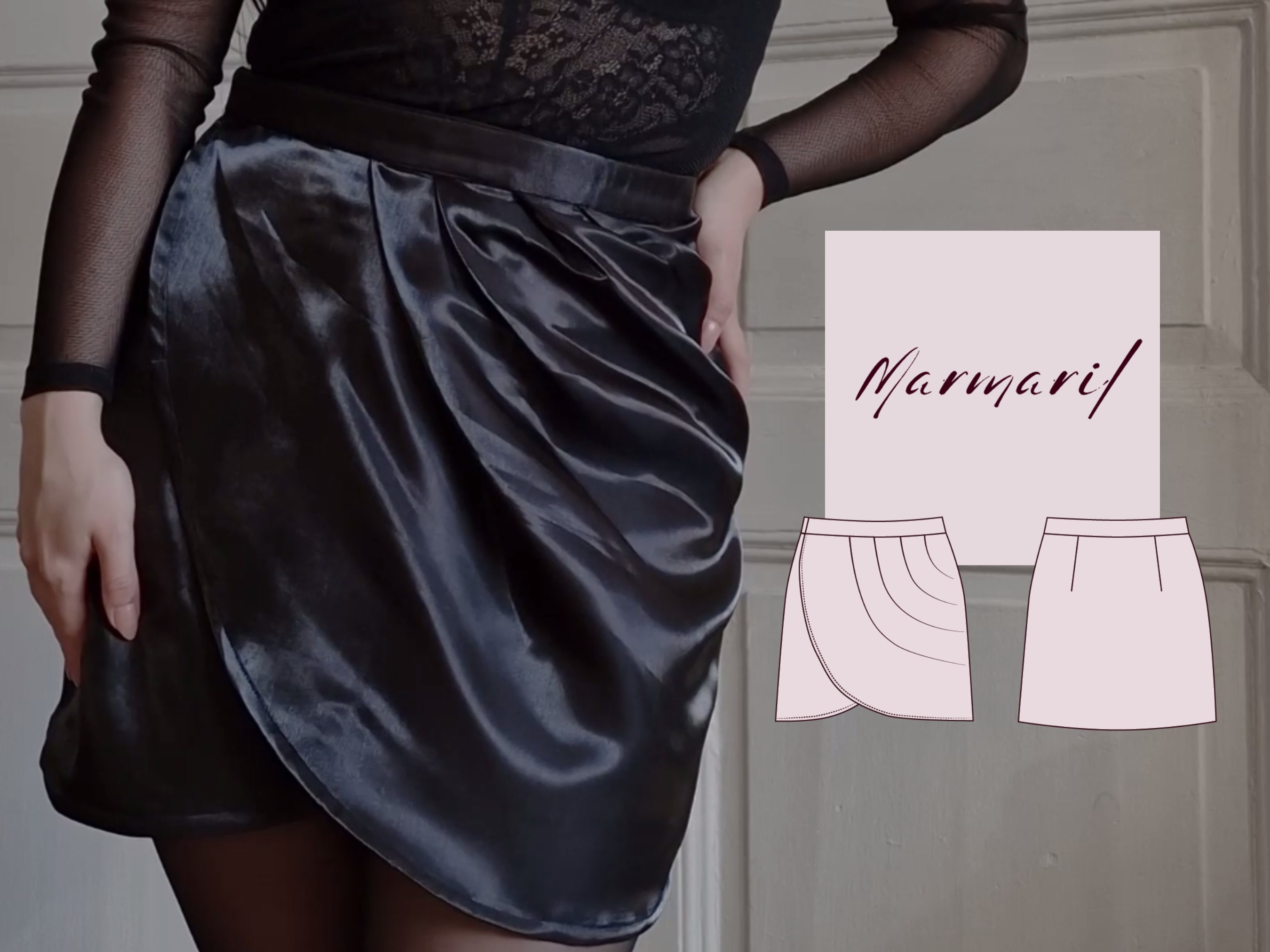 Draped Mini Skirt W/ Flower