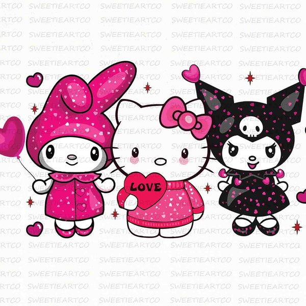 Kawaii Kitty Valentine's Day PNG, Valentine's Day Png, Happy Valentines, Kawaii Kitty Png, Valentine Love Png, Kitty And Friends Valentines