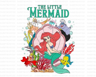 Retro The Little Mermaid PNG, Princess Prince Png, Family Vacation Png, Family Trip, Vacay Mode Png, Magical Kingdom, Family Matching Shirt