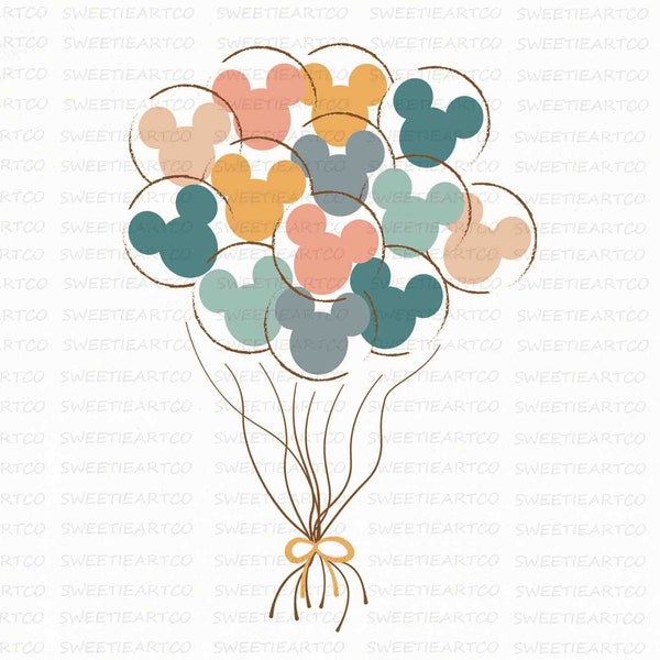 Mouse Balloons SVG, Colorful Balloons Svg, Family Trip Svg, Magical Kingdom Svg, Family Vacation Svg, Digital Download, Mouse Head Svg