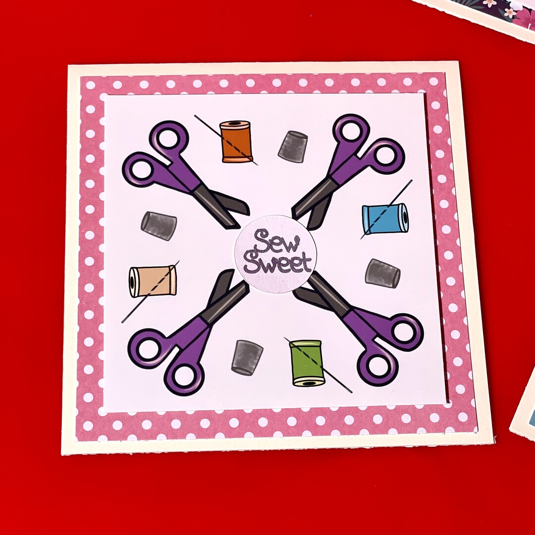 Card for Sewing Fan Featuring Scissors Needle Thread and - Etsy