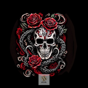 Red Roses Snake Skulls Digital Downloads great for Halloween Trending designs Five designs included immediate download after purchase.