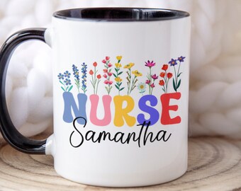 Personalisierte Krankenschwester-Tasse mit individuellem Namen • Individuelle Krankenschwester-Geschenke für ausgebildete Krankenschwestern/RN, LPN, CNA • Krankenschwester-Wochen-, Abschluss- und Anerkennungsgeschenk-Tasse