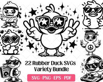 Rubber Duck SVG Bundle · Funny Cartoon Baby Clipart PNG · Cricut Files