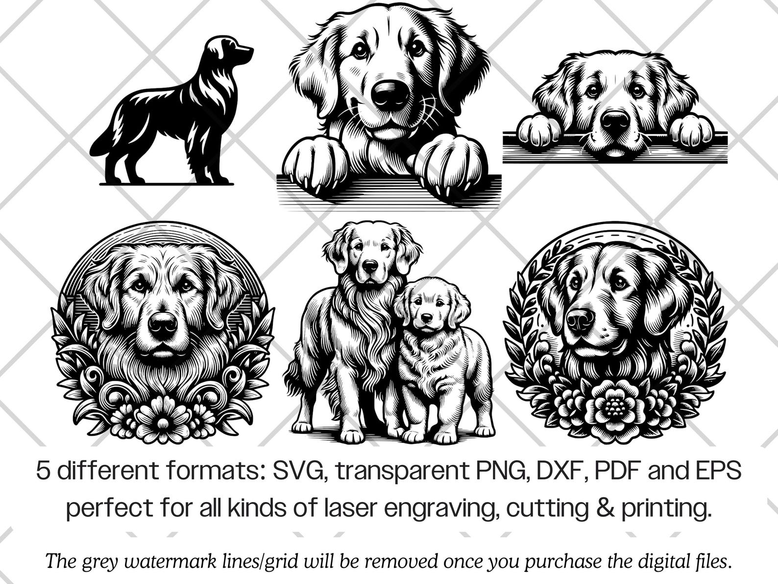 Golden Retriever SVG Bundle, Clipart Png Laser Engraving Cutting Files ...