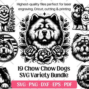 Chow Chow SVG Bundle, PNG, DXF, Eps, Vektor Pdf Dateien zum Schneiden und Lasergravieren von Dateien für Ausschnitt, süßer Chow Chow Hund Clipart Sublimationsdruck