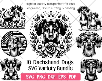 Dachshund SVG Bundle · Doxie Wiener Dog Sausage Clipart PNG · Cricut