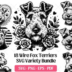 Wire Fox Terrier SVG Bundle · Wirehaired Hunting Clipart PNG · Cricut
