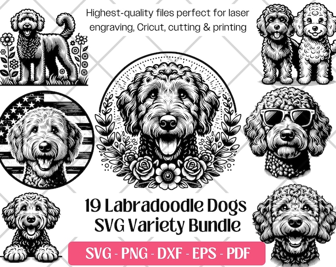 Labradoodle SVG, Silhouettes Dxf, SVG for Cricut, Dog Clipart Cut File ...