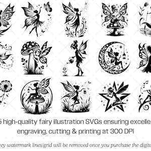 Fairy Silhouette SVG Bundle · Magical Fantasy Clipart PNG · Cricut image 3