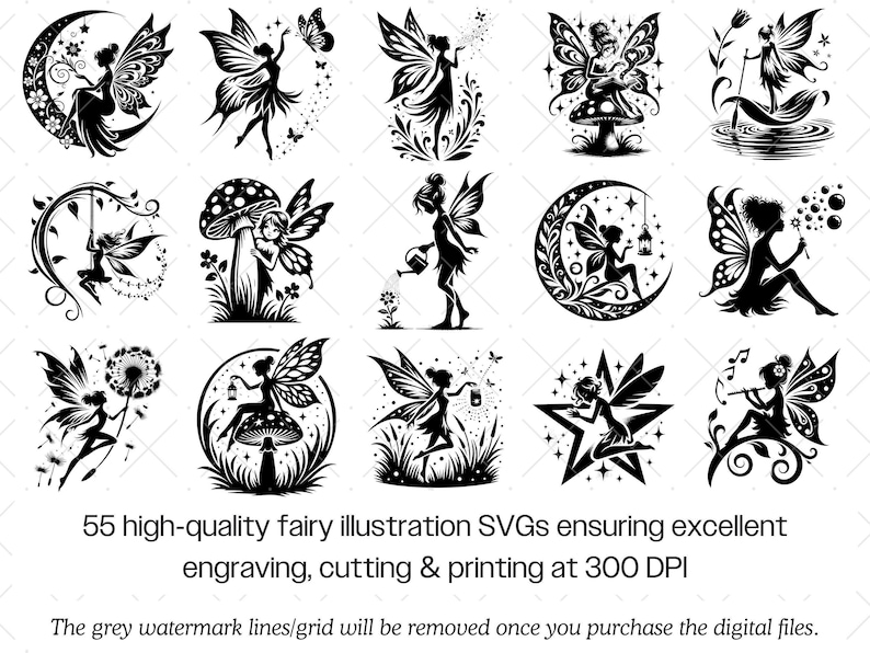 Fairy Silhouette SVG Bundle · Magical Fantasy Clipart PNG · Cricut image 3
