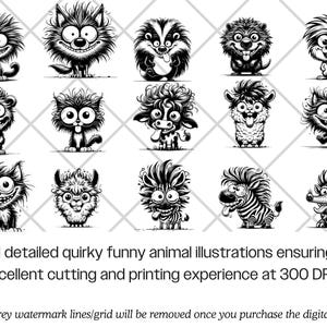 Paquete de archivos SVG de animales de dibujos animados divertidos · Imágenes prediseñadas PNG originales · Archivos para Cricut imagen 3