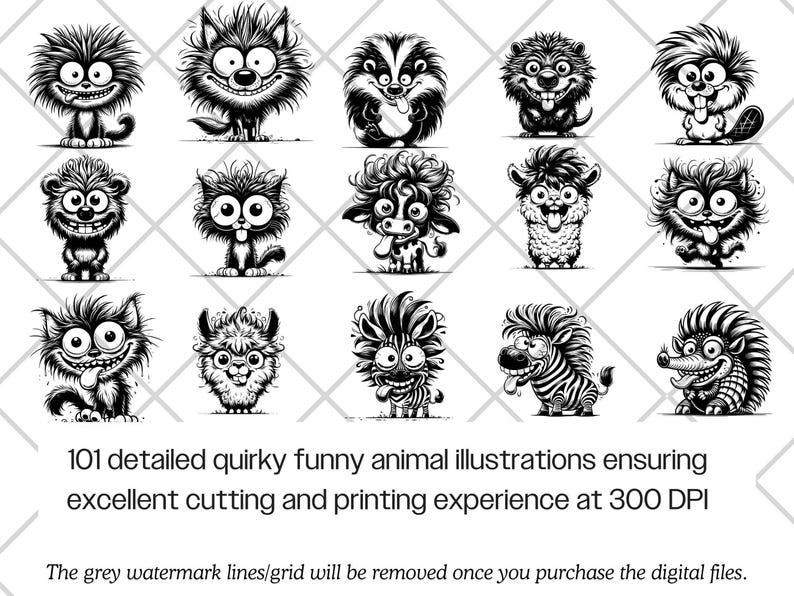 Paquete de archivos SVG de animales de dibujos animados divertidos · Imágenes prediseñadas PNG originales · Archivos para Cricut imagen 3