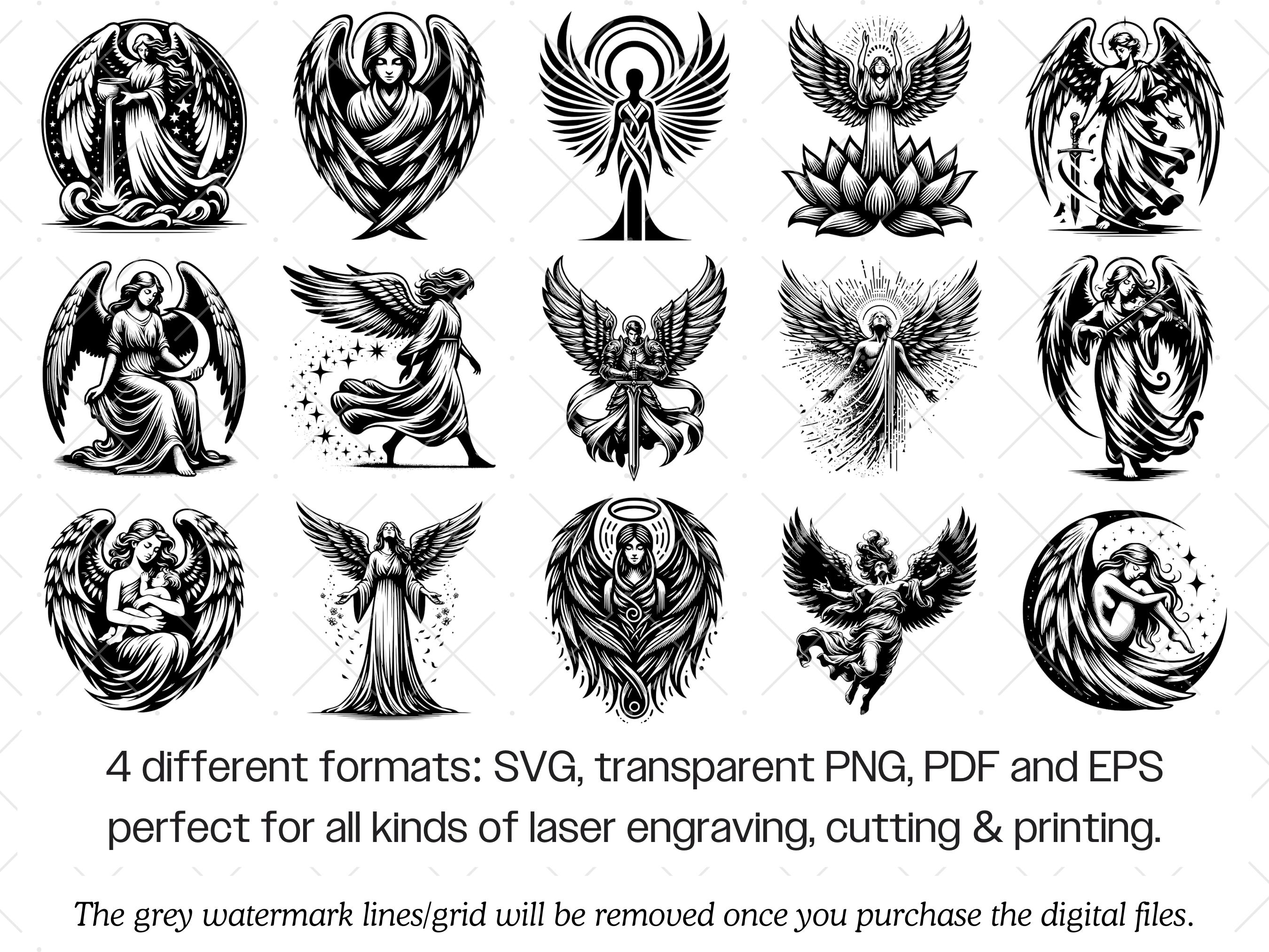 Angel SVG Bundle · Christian Guardian Faith Religious Silhouette Angel ...