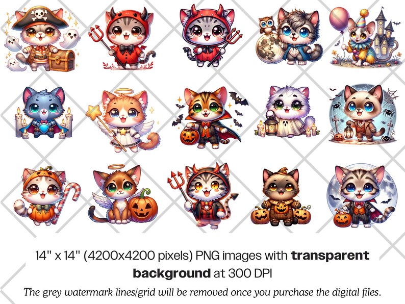 Halloween Cats PNG Bundle · Spooky Witchy Funny Cat Clipart image 8
