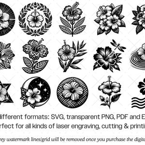 Hibiscus Flower SVG Bundle · Tropical Floral Clipart PNG · Cricut - Etsy