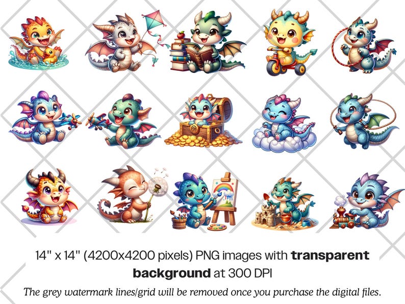 Watercolor Baby Dragon PNG Bundle · Nursery Fantasy Whimsical Clipart ...