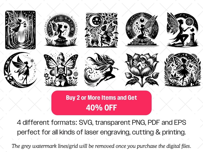 Fairy Silhouette SVG Bundle · Magical Fantasy Clipart PNG · Cricut image 9