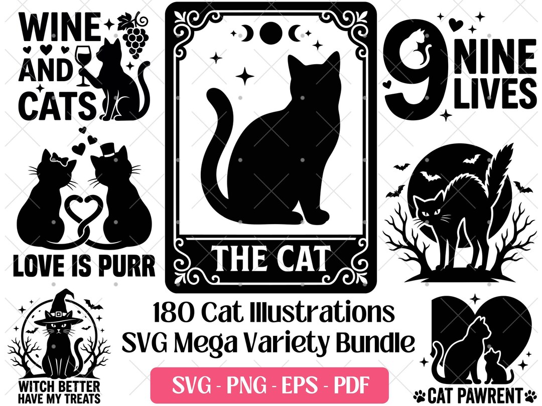 Cat SVG Bundle · Funny Kitten Kawaii Pet Clipart PNG · Cricut Files - Etsy