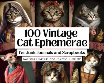Vintage Cat Portrait Bundle · Junk Journal Scrapbook Printable