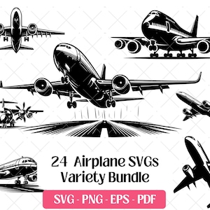 Airplane SVG Bundle · Cartoon Jet Aviation Clipart PNG · Cricut Files