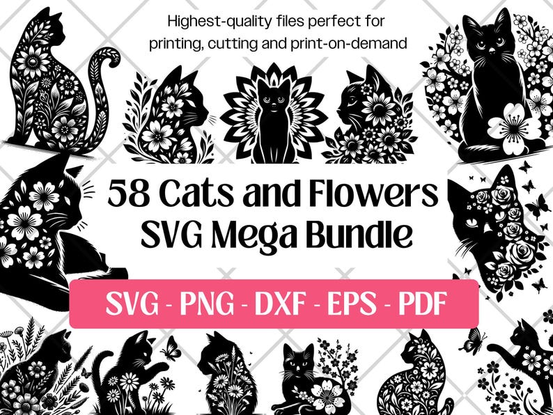 Pakiet SVG z motywem kwiatowym i sylwetką botaniczną Cricut (png, pdf) zdjęcie 1
